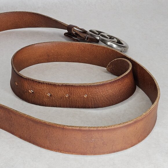 Men's Gucci GG Buckle Brown Tan Leather Belt 53 Inches Long 1.5 Inch Wide - Picture 4 of 12